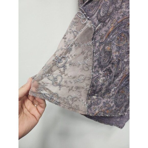 Gimmicks by BKE Womens BOHO Tunic Top Small Gray Paisley Lace Insert Fairycore - Picture 6 of 9